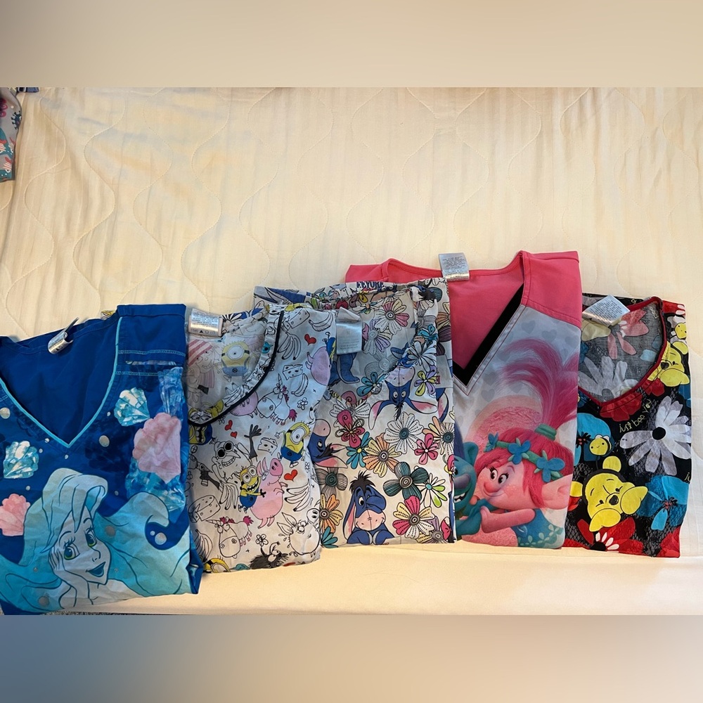 Cartoon Pattern Scrub Top Bundle